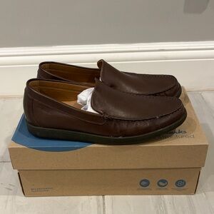 Clarks Men's Ferius Creek Moc-Toe Loafers in Dark Brown Leather